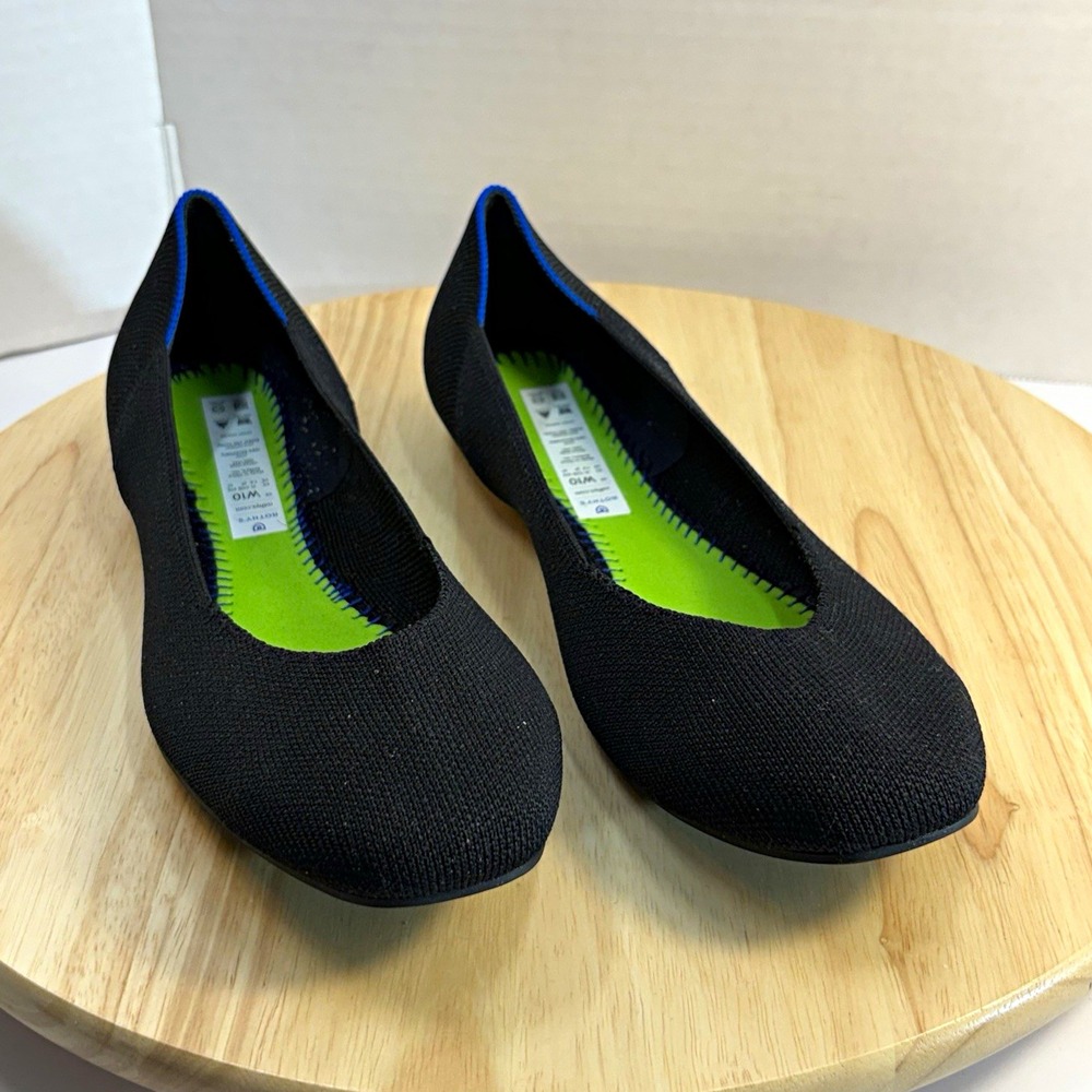 Rothy's The Flat Black Solid Knit Ballet Flats Round Toe Women US 10 EU 41